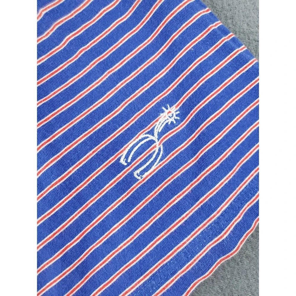 B.draddy Mens Short Sleeve Polo Large‎ Blue Red Stripe Logo On Sleeve